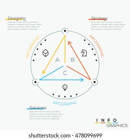 Thin line minimal triangle arrow business infographic cycle template. Vector illustration. Can be used for workflow layout, diagram, number options, web design, infographics and timeline.