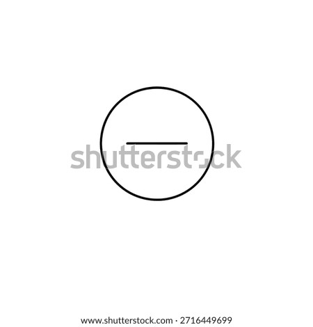 Thin Line Minus Remove Symbol for UI and Apps
A modern outline minus remove symbol created with a uniform 2.5px stroke. The icon features a centered horizontal line inside a circular frame