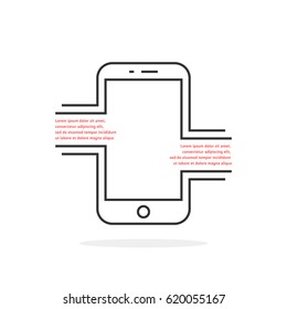 thin line mobile phone like text messaging. concept of internet chatting via digital gadget or new message inbox. stroke style trend modern logotype graphic art design isolated on white background