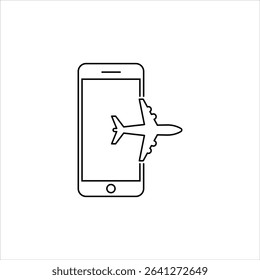 thin line mobile roaming abroad icon on white background