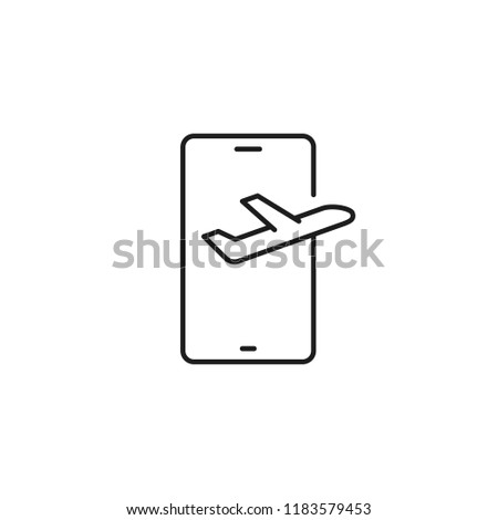 thin line mobile roaming abroad icon on white background