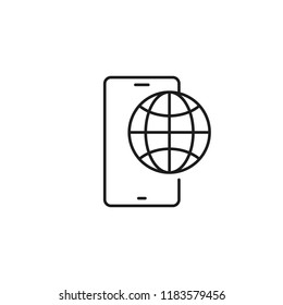 thin line mobile roaming icon on white background