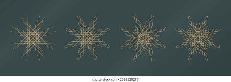 Cristales de hielo de copo de nieve modernos de línea delgada. Concepto elegante del invierno. Símbolo de Vector de Navidades simples.