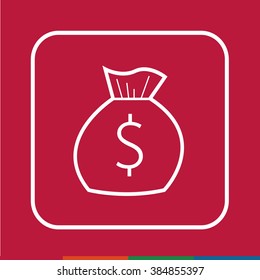 Thin line Money bag icon Illustration design