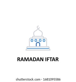Thin line mosque icon with modern design, isolated on white background. Concept for ramadan muslim prayer , flat style for graphic design template. suitable for logos, web, vector illustration