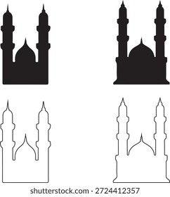 Thin Line Mosque Minaret Outlines