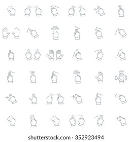 Thin Line Multi touch, hand, finger, gesture icon suitable for info graphics, websites and print media and  interfaces. Line vector icon.