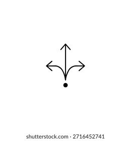 Símbolo de Compartir de múltiples flechas de línea delgada para interfaz de usuario y App
Símbolo moderno de contorno compartido creado con un trazo uniforme de 2.5px. El icono presenta tres flechas que irradian hacia afuera desde un punto central, aisladas sobre un fondo blanco.