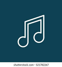 thin line music note icon on blue background