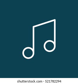thin line music note icon on blue background