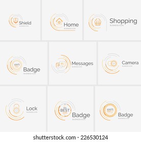 Thin line neat design logo collection - 9 vector clean modern icons and stamps