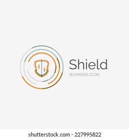 Thin line neat design logo, clean modern concept, shield icon