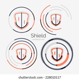 Thin line neat design logo set, clean modern concept, shield icon