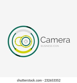 Logo de diseño de línea delgada, concepto moderno limpio, idea de cámara