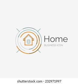 Leuchtendes Design-Logo, sauberes modernes Konzept, Haus-Idee