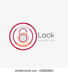 Leuchtendes Design-Logo, sauberes, modernes Konzept, Idee verschließen