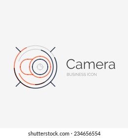 Logo de diseño de línea delgada, concepto moderno limpio, idea de cámara