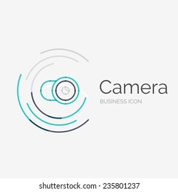 Logo de diseño de línea delgada, concepto moderno limpio, idea de cámara