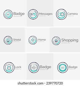 Leuchtende, feine Design-Logo-Kollektion - 9 Vektorgrafik-Symbole und Stempel