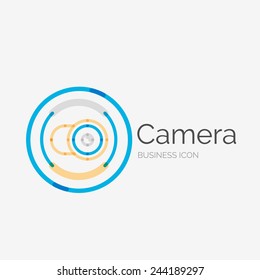 Thin line neat design logo, clean modern concept, camera idea