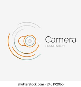 Logo de diseño de línea delgada, concepto moderno limpio, idea de cámara
