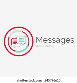 Thin line neat design logo, clean modern concept, messages idea