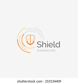Thin line neat design logo, clean modern concept, shield icon