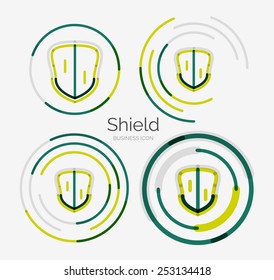 Thin line neat design logo set, clean modern concept, shield icon
