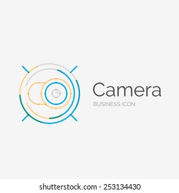 Thin line neat design logo, clean modern concept, camera idea