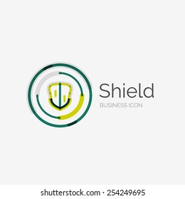 Thin line neat design logo, clean modern concept, shield icon