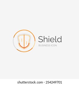 Thin line neat design logo, clean modern concept, shield icon