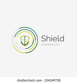 Thin line neat design logo, clean modern concept, shield icon