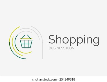Logo de diseño de línea delgada, concepto moderno limpio, icono del carro de la compra