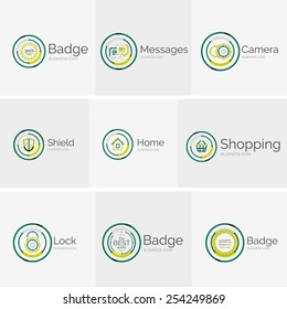Leuchtende, feine Design-Logo-Kollektion - 9 Vektorgrafik-Symbole und Stempel