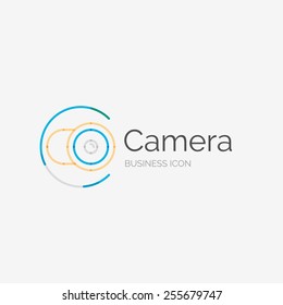Thin line neat design logo, clean modern concept, camera idea