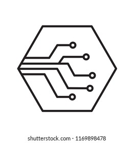 Thin Line Network Digital Hardware Icon Emblem Logo