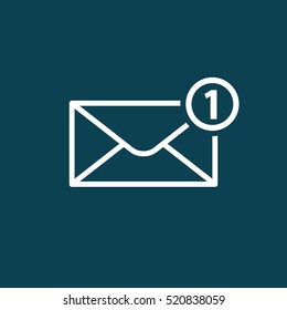 thin line new message, notification  icon on blue background