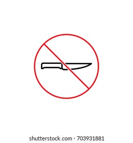 thin line no knife sign on white background