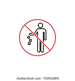 thin line no littering sign on white background