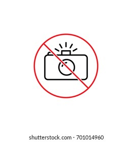 thin line no photo prohibition sign on white background