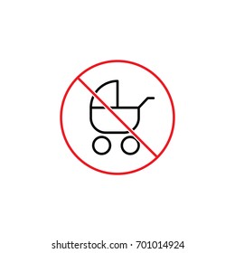 thin line no pram sign on white background