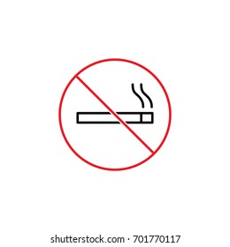 thin line no smoking sign on white background