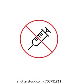 thin line no syringe sign on white background