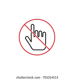 thin line no touch sign on white background