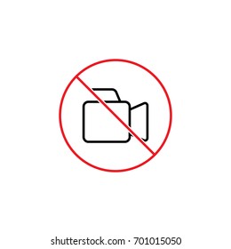 thin line no video shooting sign on white background