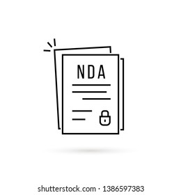 thin line non-disclosure agreement. flat linear style trend modern nda logotype graphic art stroke design isolated on white background. concept of contract between two partners or important doc