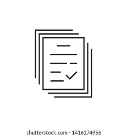 insignia de papel notarial de línea delgada. concepto de norma fiscal libre o legal y marca de verificación o marca de verificación realizada. rayado de tendencia plana evaluación moderna o cheque de pago Logotipo lineal diseño gráfico aislado en blanco
