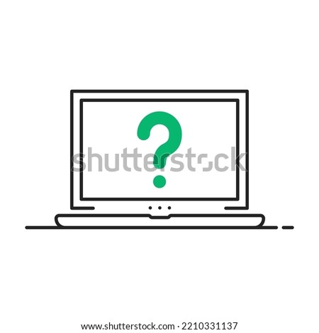 thin line notebook or laptop like exam icon. linear simple trend modern simple info logotype element web graphic stroke art design isolated on white. concept of find inform or questionnaire service