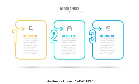Thin line and number Infographic design template. Business concept with icon and 3 options, steps or processes. Vector illustration.