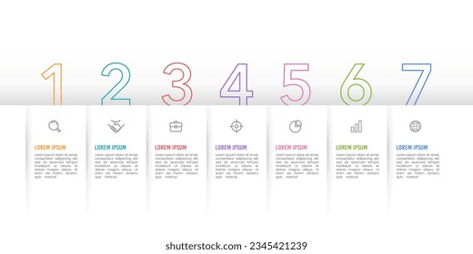 Thin line numbers infographics with icons and data templates. Vector illustration.